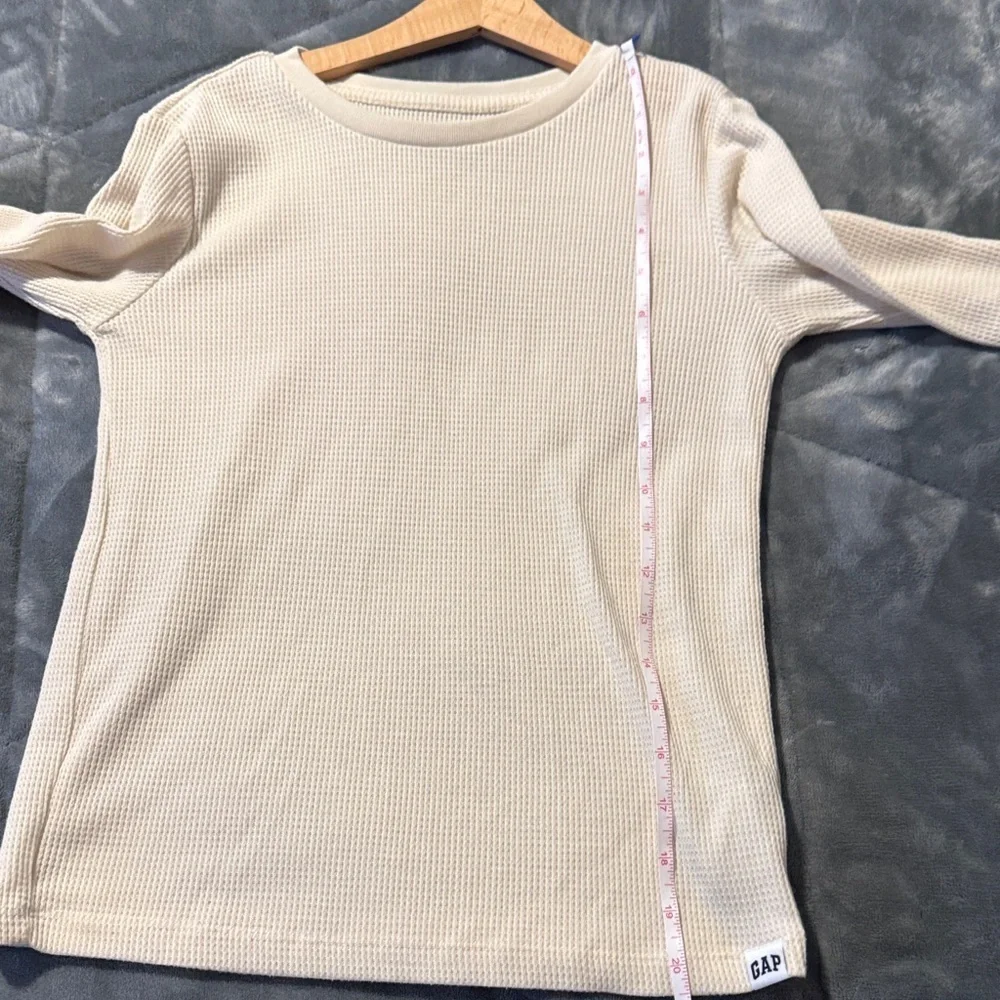 GAP Cream Waffle Long Sleeve Shirt